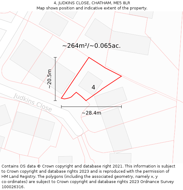 4, JUDKINS CLOSE, CHATHAM, ME5 8LR: Plot and title map