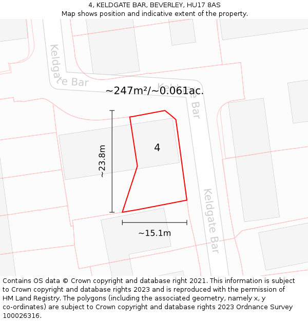 4, KELDGATE BAR, BEVERLEY, HU17 8AS: Plot and title map