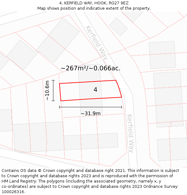 4, KERFIELD WAY, HOOK, RG27 9EZ: Plot and title map