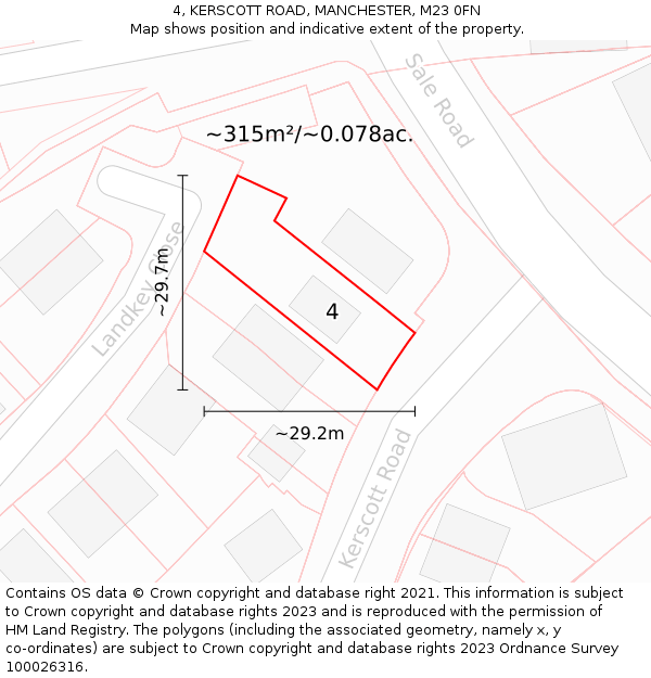 4, KERSCOTT ROAD, MANCHESTER, M23 0FN: Plot and title map