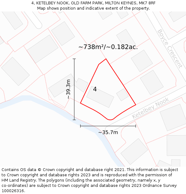 4, KETELBEY NOOK, OLD FARM PARK, MILTON KEYNES, MK7 8RF: Plot and title map