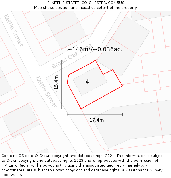 4, KETTLE STREET, COLCHESTER, CO4 5US: Plot and title map