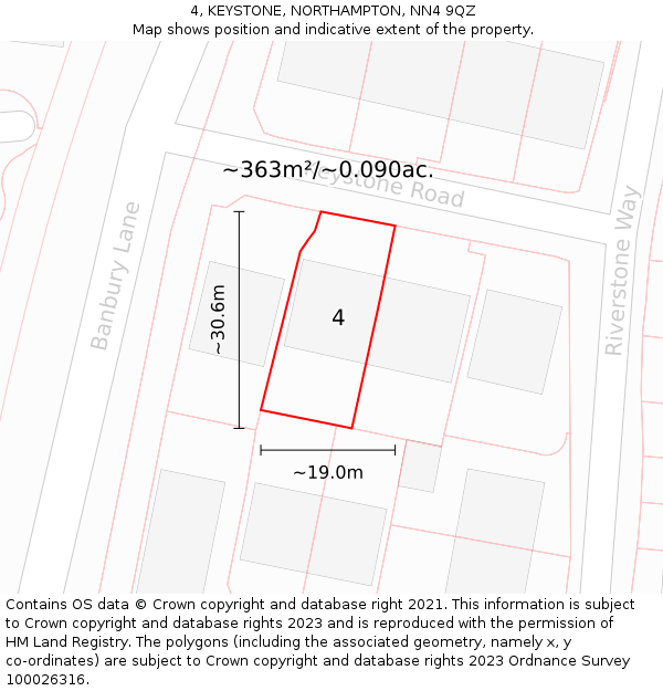 4, KEYSTONE, NORTHAMPTON, NN4 9QZ: Plot and title map