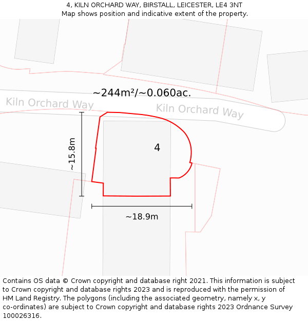 4, KILN ORCHARD WAY, BIRSTALL, LEICESTER, LE4 3NT: Plot and title map