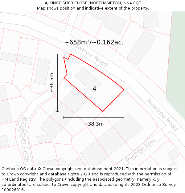 4, KINGFISHER CLOSE, NORTHAMPTON, NN4 0QT: Plot and title map