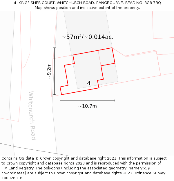 4, KINGFISHER COURT, WHITCHURCH ROAD, PANGBOURNE, READING, RG8 7BQ: Plot and title map