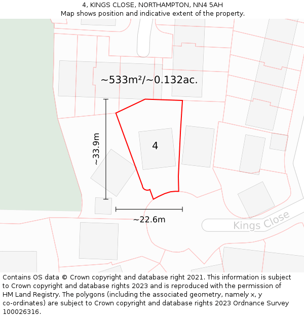 4, KINGS CLOSE, NORTHAMPTON, NN4 5AH: Plot and title map