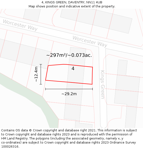 4, KINGS GREEN, DAVENTRY, NN11 4UB: Plot and title map