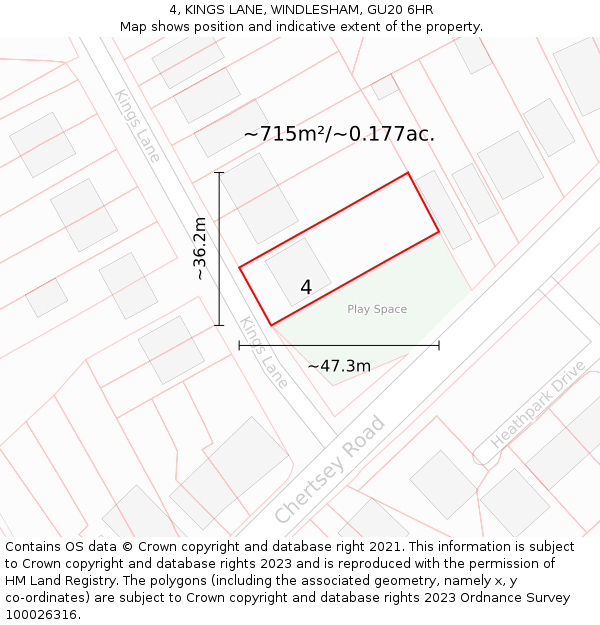 4, KINGS LANE, WINDLESHAM, GU20 6HR: Plot and title map