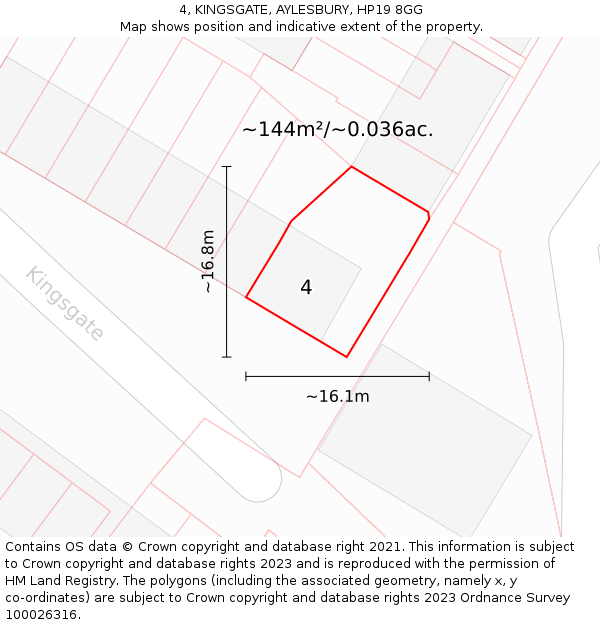 4, KINGSGATE, AYLESBURY, HP19 8GG: Plot and title map