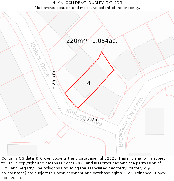 4, KINLOCH DRIVE, DUDLEY, DY1 3DB: Plot and title map