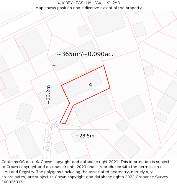 4, KIRBY LEAS, HALIFAX, HX1 2AR: Plot and title map
