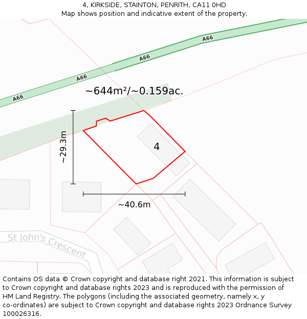 4, KIRKSIDE, STAINTON, PENRITH, CA11 0HD: Plot and title map