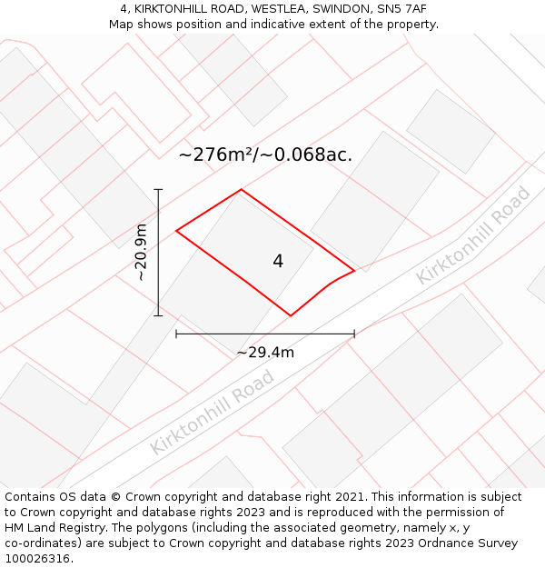 4, KIRKTONHILL ROAD, WESTLEA, SWINDON, SN5 7AF: Plot and title map