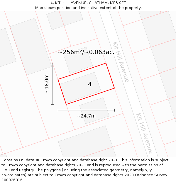 4, KIT HILL AVENUE, CHATHAM, ME5 9ET: Plot and title map