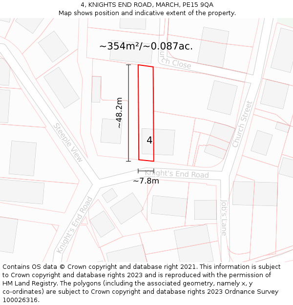 4, KNIGHTS END ROAD, MARCH, PE15 9QA: Plot and title map