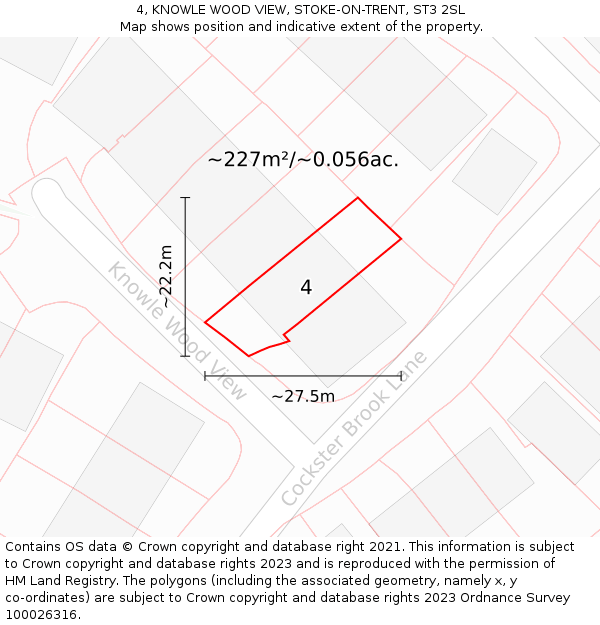 4, KNOWLE WOOD VIEW, STOKE-ON-TRENT, ST3 2SL: Plot and title map