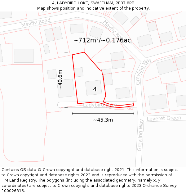 4, LADYBIRD LOKE, SWAFFHAM, PE37 8PB: Plot and title map