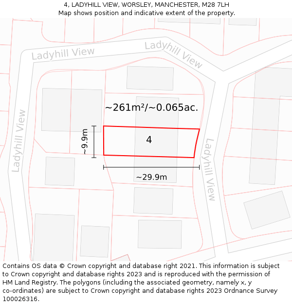 4, LADYHILL VIEW, WORSLEY, MANCHESTER, M28 7LH: Plot and title map