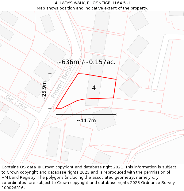 4, LADYS WALK, RHOSNEIGR, LL64 5JU: Plot and title map