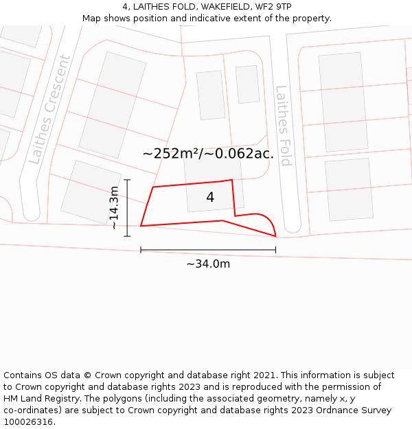 4, LAITHES FOLD, WAKEFIELD, WF2 9TP: Plot and title map