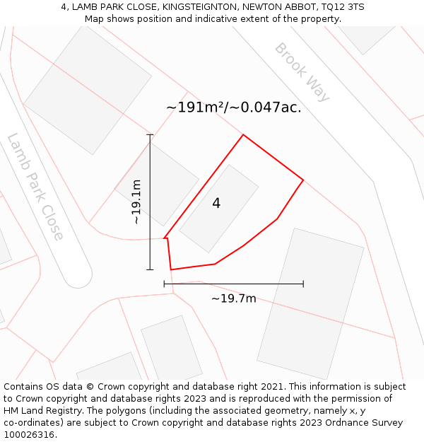 4, LAMB PARK CLOSE, KINGSTEIGNTON, NEWTON ABBOT, TQ12 3TS: Plot and title map