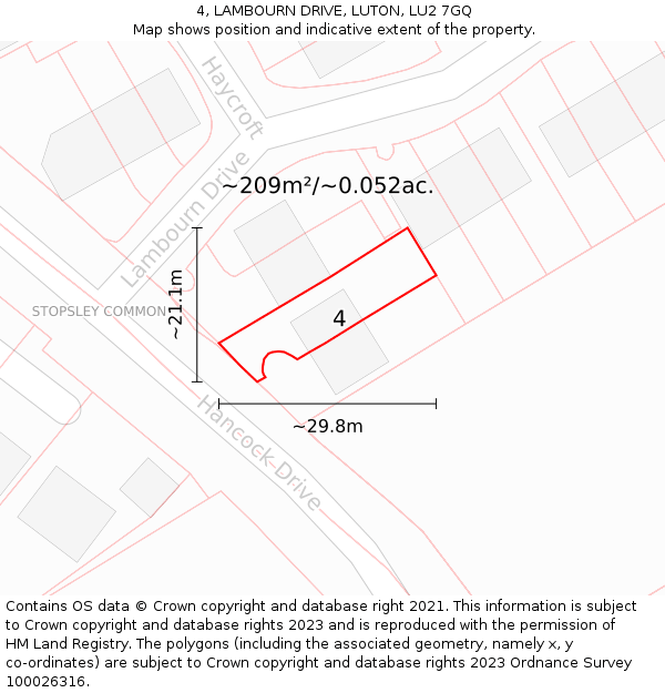 4, LAMBOURN DRIVE, LUTON, LU2 7GQ: Plot and title map