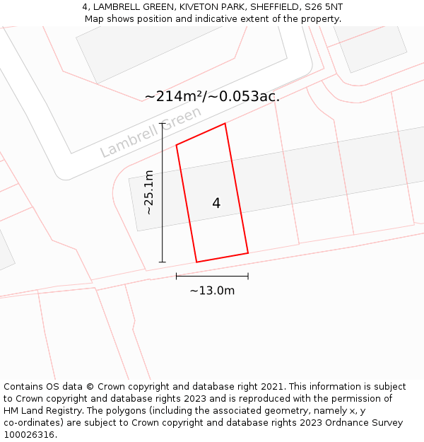 4, LAMBRELL GREEN, KIVETON PARK, SHEFFIELD, S26 5NT: Plot and title map