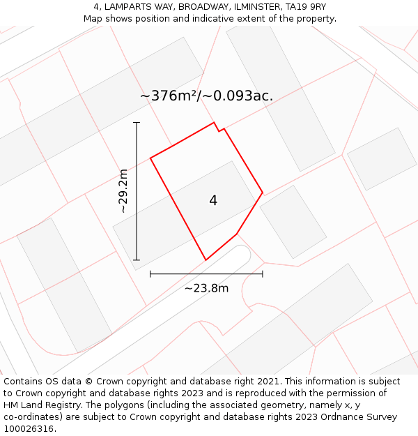 4, LAMPARTS WAY, BROADWAY, ILMINSTER, TA19 9RY: Plot and title map