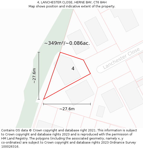 4, LANCHESTER CLOSE, HERNE BAY, CT6 8AH: Plot and title map