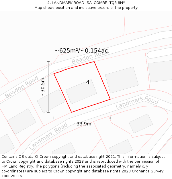 4, LANDMARK ROAD, SALCOMBE, TQ8 8NY: Plot and title map