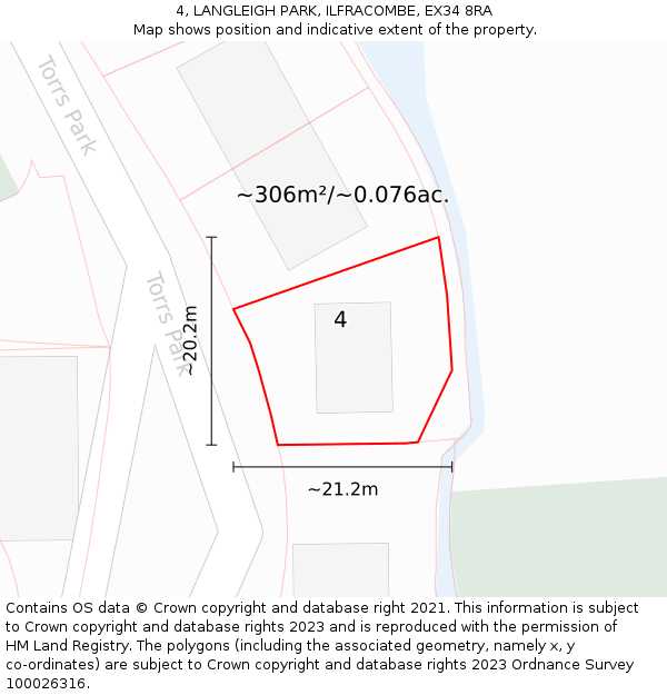 4, LANGLEIGH PARK, ILFRACOMBE, EX34 8RA: Plot and title map