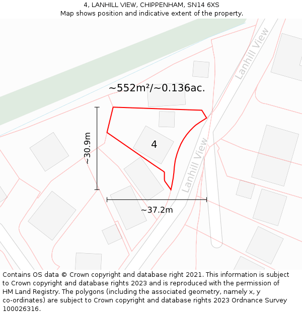 4, LANHILL VIEW, CHIPPENHAM, SN14 6XS: Plot and title map