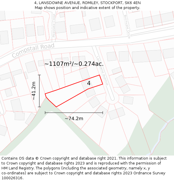 4, LANSDOWNE AVENUE, ROMILEY, STOCKPORT, SK6 4EN: Plot and title map