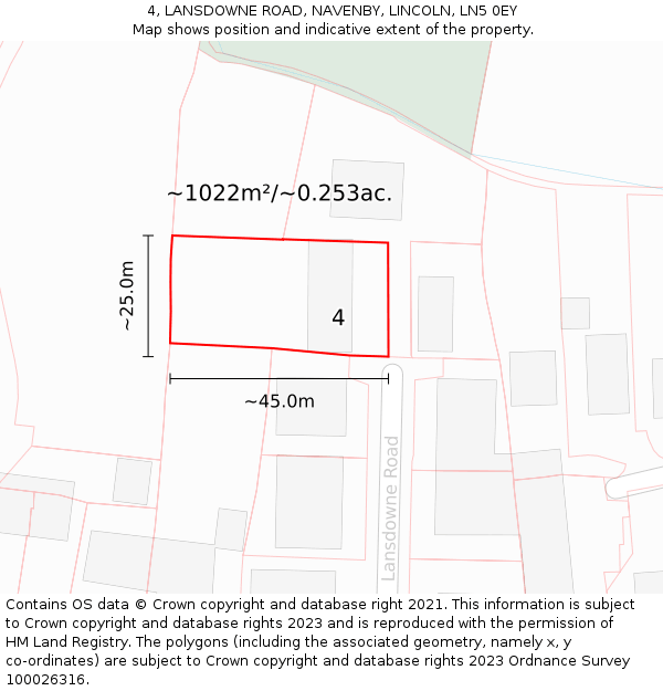 4, LANSDOWNE ROAD, NAVENBY, LINCOLN, LN5 0EY: Plot and title map