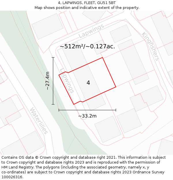 4, LAPWINGS, FLEET, GU51 5BT: Plot and title map