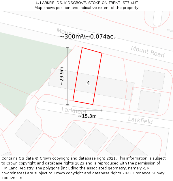 4, LARKFIELDS, KIDSGROVE, STOKE-ON-TRENT, ST7 4UT: Plot and title map