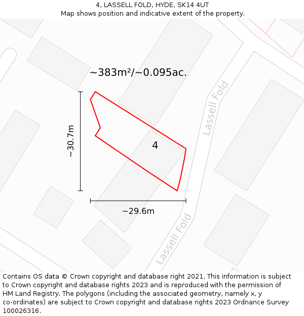 4, LASSELL FOLD, HYDE, SK14 4UT: Plot and title map