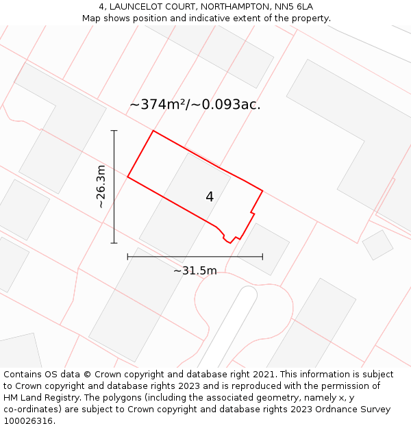 4, LAUNCELOT COURT, NORTHAMPTON, NN5 6LA: Plot and title map