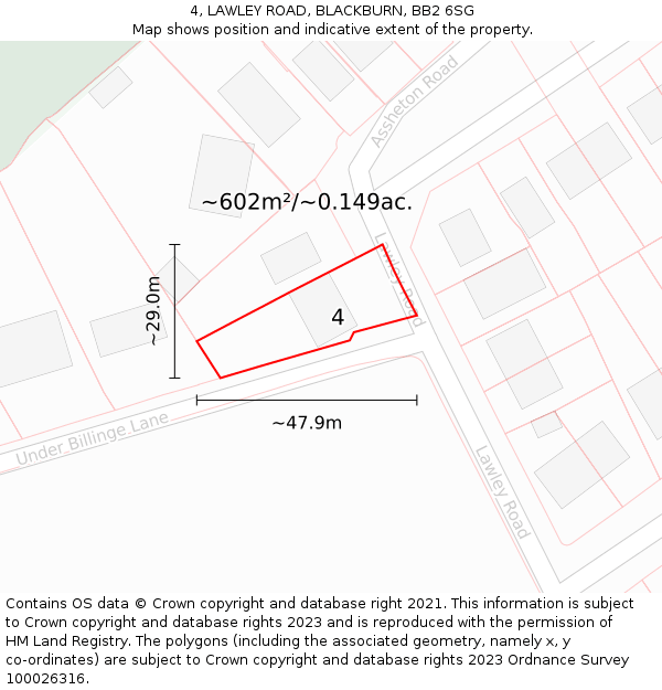 4, LAWLEY ROAD, BLACKBURN, BB2 6SG: Plot and title map