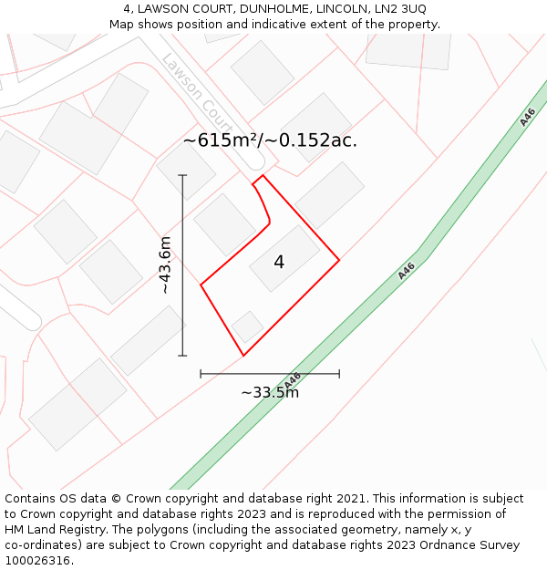 4, LAWSON COURT, DUNHOLME, LINCOLN, LN2 3UQ: Plot and title map