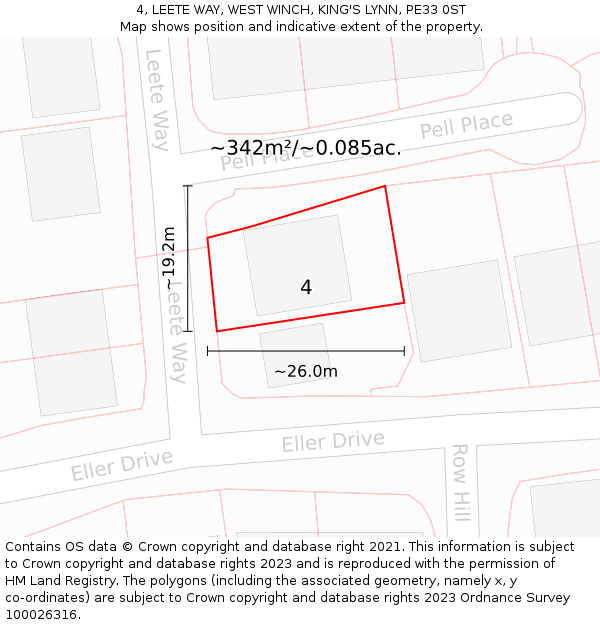 4, LEETE WAY, WEST WINCH, KING'S LYNN, PE33 0ST: Plot and title map