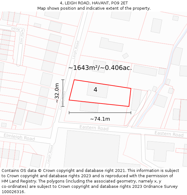 4, LEIGH ROAD, HAVANT, PO9 2ET: Plot and title map