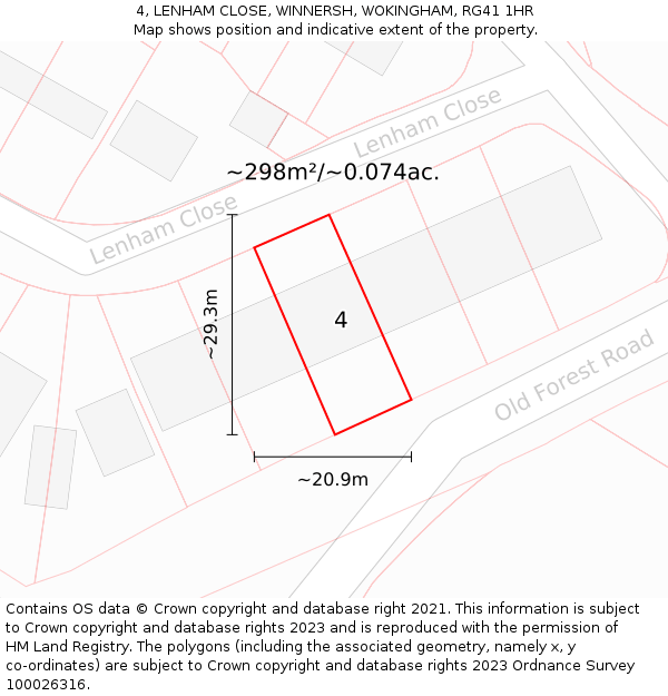 4, LENHAM CLOSE, WINNERSH, WOKINGHAM, RG41 1HR: Plot and title map