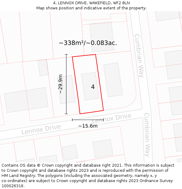 4, LENNOX DRIVE, WAKEFIELD, WF2 8LN: Plot and title map