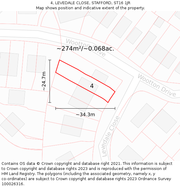 4, LEVEDALE CLOSE, STAFFORD, ST16 1JR: Plot and title map