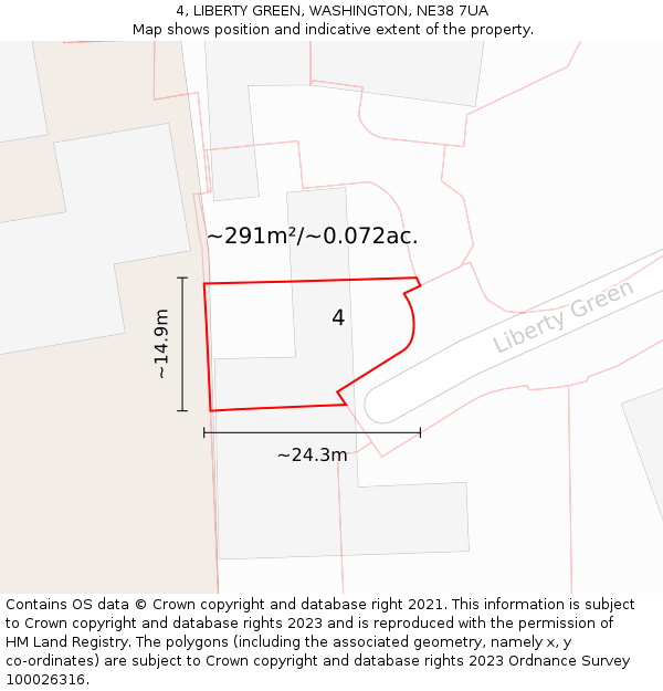 4, LIBERTY GREEN, WASHINGTON, NE38 7UA: Plot and title map