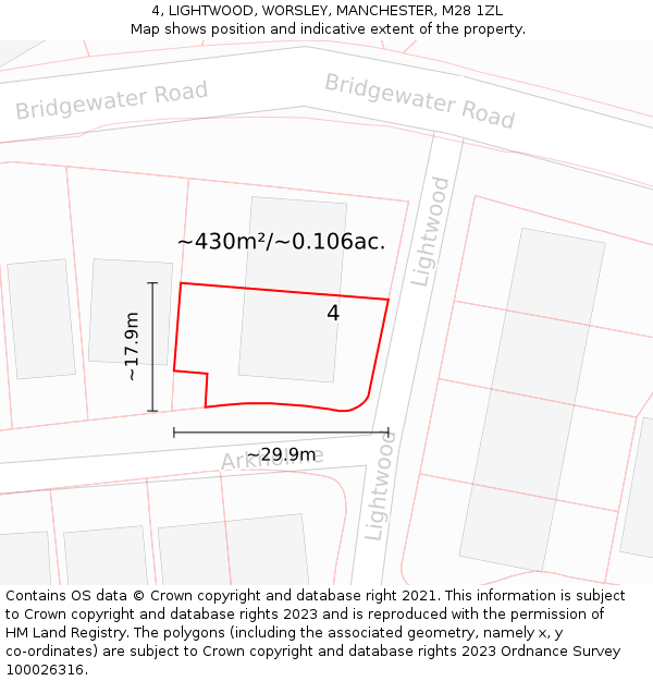 4, LIGHTWOOD, WORSLEY, MANCHESTER, M28 1ZL: Plot and title map