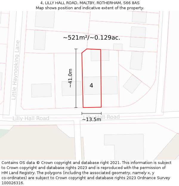 4, LILLY HALL ROAD, MALTBY, ROTHERHAM, S66 8AS: Plot and title map