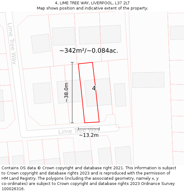 4, LIME TREE WAY, LIVERPOOL, L37 2LT: Plot and title map